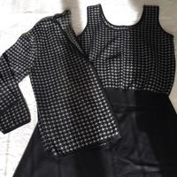 Completo top cardigan lana dettagli lame’ argento