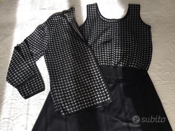 Completo top cardigan lana dettagli lame’ argento