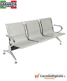 Panca per sala dattesa 3 posti in acciaioSilver