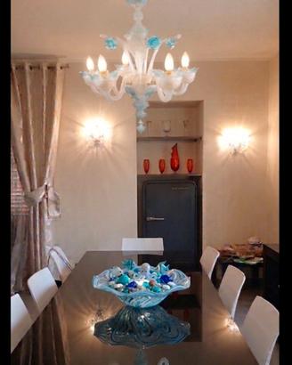 lampadario anni 70 in vetro di murano 