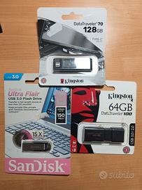 Chiavette USB varie, 64GB, 128GB, USB C, USB A