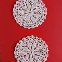 Coppia Centrini Lavorati a Mano, Cotone 100%