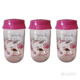 Set barattoli in vetro con coperchio in plastica