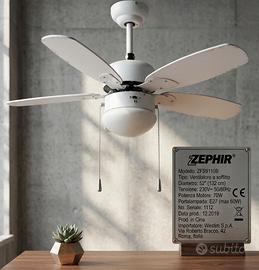 Ventilatore a soffitto con luce ZEPHIR 52” 5 pale