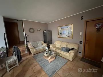 Coppia di divani in pelle beige - 2 e 3 posti