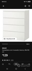 Cassettiera IKEA MALM bianca – 4 cassetti 