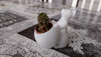 Vasetto decorativo Gatto bianco 3D 