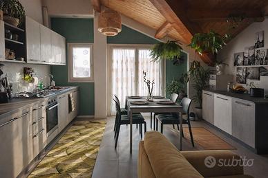 Tavolo allungabile moderno effetto pietra + 8 sedi