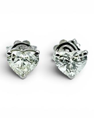 Orecchini oro bianco 750 con diamanti cuore IGI