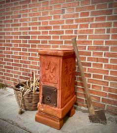 ANTICA STUFA IN TERRACOTTA ANNI 30/40 FELICI PRATO