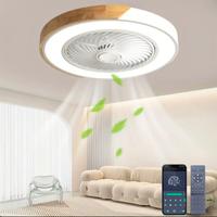 Ventilatore da soffitto in legno con lcue LED dimm