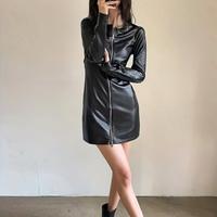 Abito Aderente a Maniche Lunghe con Zip da Donna