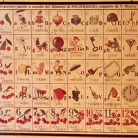 Vecchio alfabetiere murale incorniciato originale