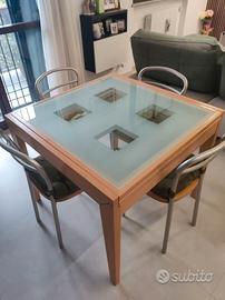 Tavolo Cristallo Apribile Calligaris con Sedie
