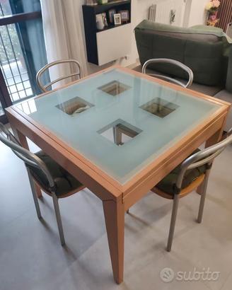 Tavolo Cristallo Apribile Calligaris con Sedie