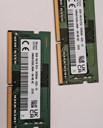 16 GB RAM DDR4 8 + 8 GB 3200 PC4 (coppia)