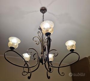 lampadario con coppia abat-jour