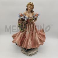 SCULTURA CAPODIMONTE MOLLICA DAMA VESTITO ROSA