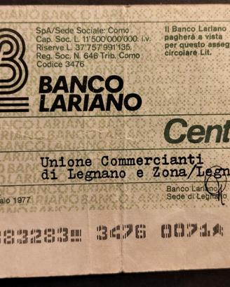 Italia-Mini assegno 100 Lire (20/01/1977)