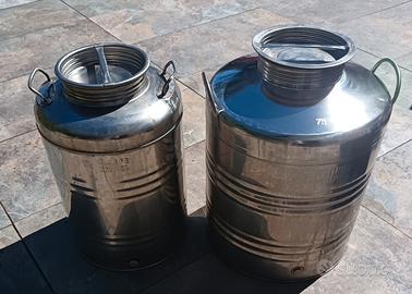 Coppia Fusti olio in Acciaio Inox 75 L e 50 L