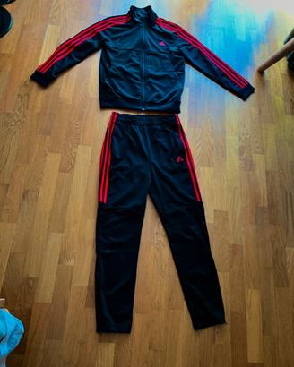 Tuta Adidas AEROREADY nera e rossa 11-12 anni