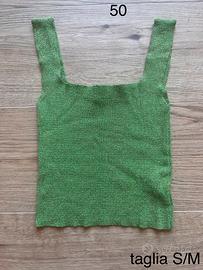 Top canotta verde prato lurex brillante Extasy