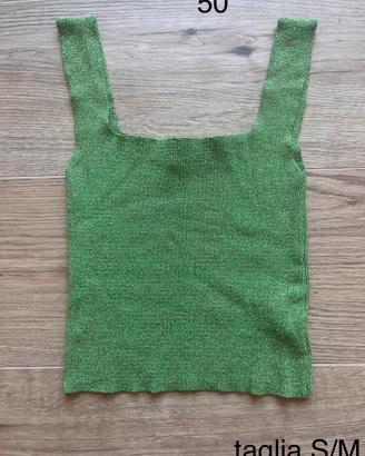 Top canotta verde prato lurex brillante Extasy