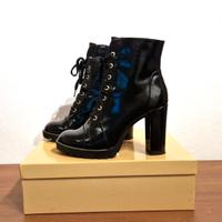 Stivaletti con tacco e plateau, nero, n.41,5