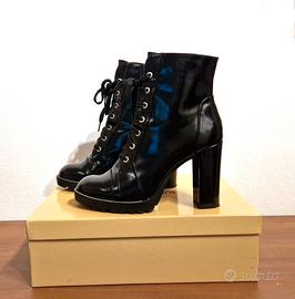 Stivaletti con tacco e plateau, nero, n.41,5