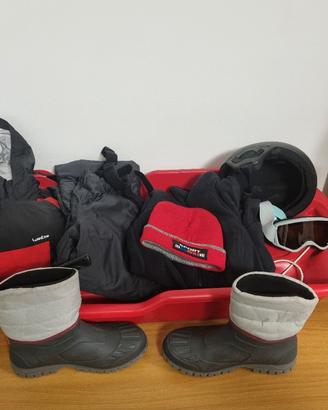 kit bambino per andare sulla neve slittino bob