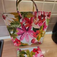 borsa floreale pelle camoscio 