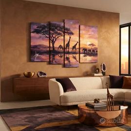 Quadro moderno dipinto a mano tramonto africano