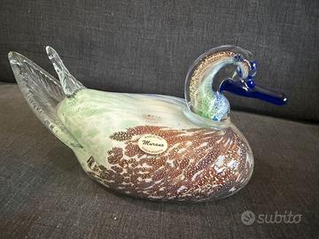 Anatra Veneziana in vetro di murano con argento