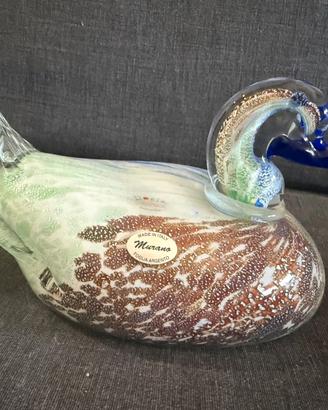 Anatra Veneziana in vetro di murano con argento