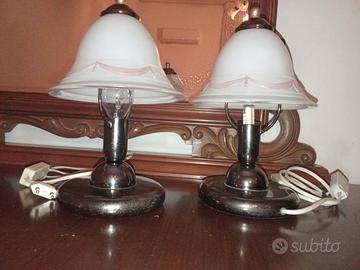 Coppia lampade comodino vintage anni 90 vetro