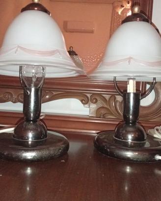 Coppia lampade comodino vintage anni 90 vetro