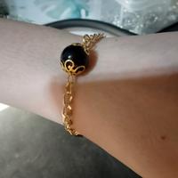 braccialetto SU COCCU con perla di ossidiana nera