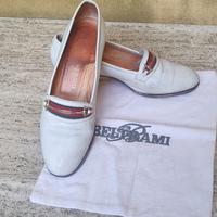 Mocassini Beltrami, in pelle bianca con tacco