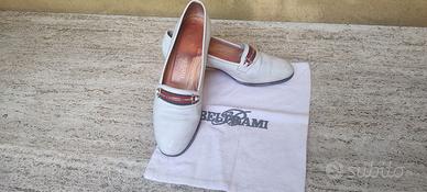 Mocassini Beltrami, in pelle bianca con tacco