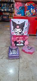 zaino kuromi , zaino scuola , hello kitty, set 