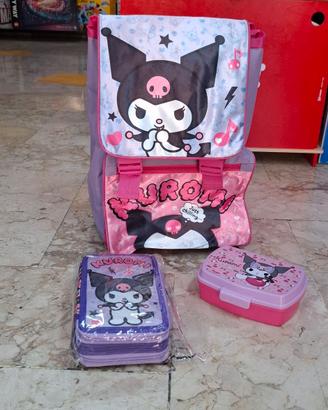 zaino kuromi , zaino scuola , hello kitty, set 