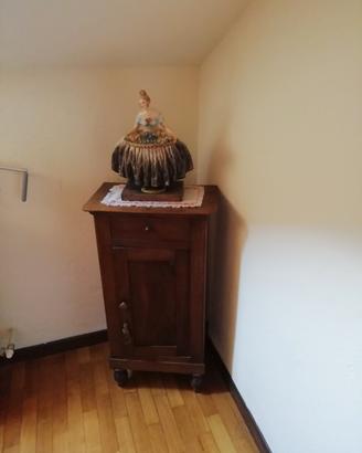 comodino noce, panchetta '900, specchiera 