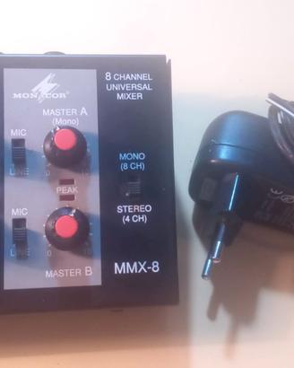 MIXER MONACOR 8 in mono oppure 4 stereo con alim.