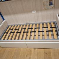 letto singolo contenitore e doghe in legno 