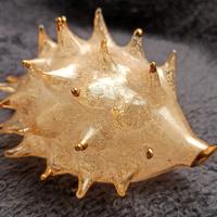 Porcospino in vetro soffiato con parti dorate