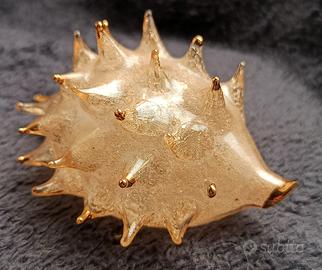 Porcospino in vetro soffiato con parti dorate