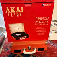 GIRADISCHI PORTATILE AKAI CUSTODIA IN ECOPELLE