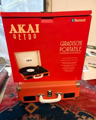 GIRADISCHI PORTATILE AKAI CUSTODIA IN ECOPELLE