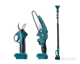 Kit potatura  forbice sega 6" con olio 2 batterie