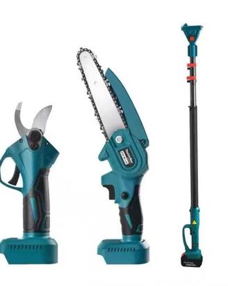 Kit potatura  forbice sega 6" con olio 2 batterie